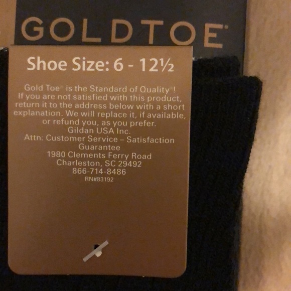 Goldtoe dress rib crew socks,black. Fits shoe size 6-12 1/2. Only 3 pair in pkg! - Picture 3 of 4